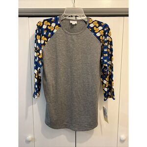 NEW Lularoe Womens Randy 3/4 Sleeve Shirt Disney Donald Duck GRAY/MULTI MEDIUM